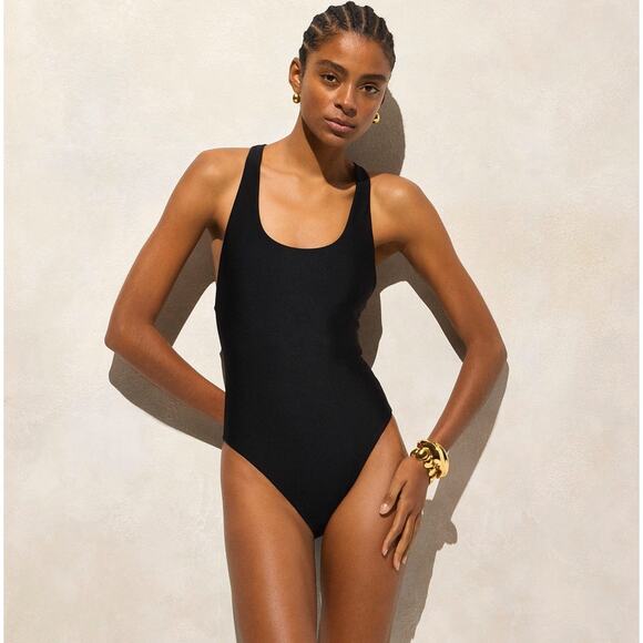 J.Crew Gail Classic Sculpt Swimsuit 12 Black One-Piece Racerback Removable Pads - Picture 1 of 9